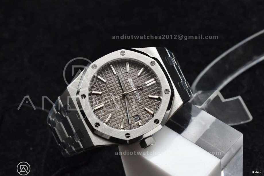 Royal Oak SS on Super Clone Dial Gray SS Edition Best Bracelet 1:1 SA3120 Textured 37mm ZF 15450 0509
